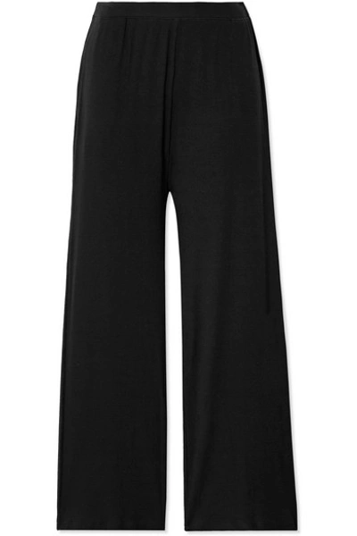 Shop Skin Noelle Ribbed Stretch-pima Cotton And Modal-blend Pajama Pants In Black