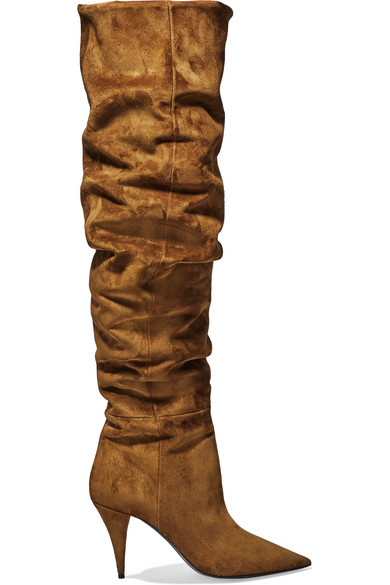 saint laurent suede over the knee boots