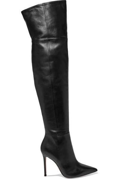Shop Gianvito Rossi 105 Leather Over-the-knee Boots In Black