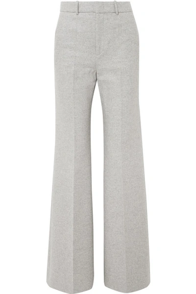 Shop Joseph Jess Herringbone Wool-blend Bootcut Pants In Light Gray