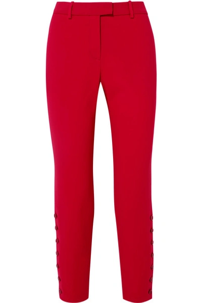 Shop Altuzarra Tobyn Button-detailed Cady Slim-leg Pants In Red