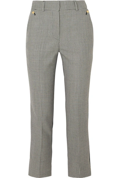 Shop Petar Petrov Helen Twill-paneled Houndstooth Merino Wool Straight-leg Pants In Gray