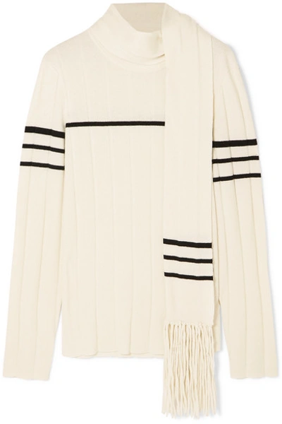 Shop Jw Anderson Tasseled Draped Wool And Cashmere-blend Sweater In White