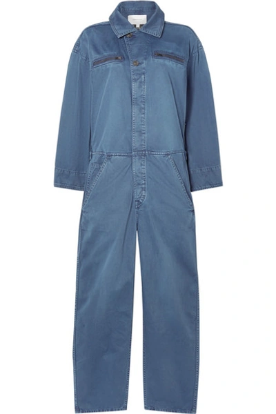 Shop Current Elliott The Penny Cotton-twill Jumpsuit In Blue