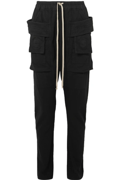 Shop Rick Owens Creatch Cotton-jersey Cargo Pants In Black