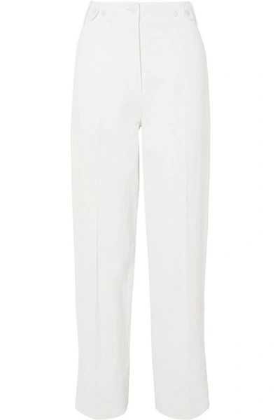 Shop The Row Matea Pleated Linen-blend Wide-leg Pants In White