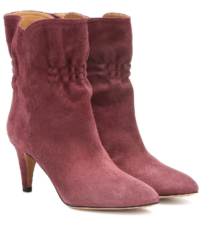 Shop Isabel Marant Dedie Suede Ankle Boots In Purple