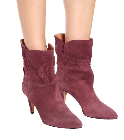 Shop Isabel Marant Dedie Suede Ankle Boots In Purple