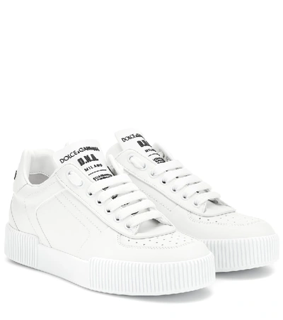 Shop Dolce & Gabbana Miami Leather Sneakers In White