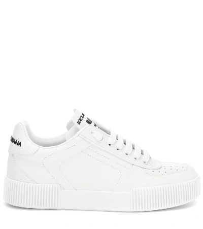 Shop Dolce & Gabbana Miami Leather Sneakers In White