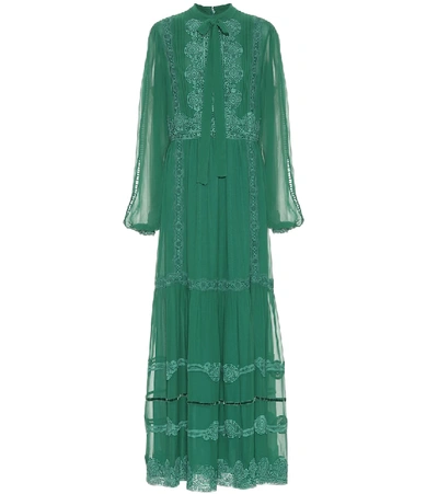 Shop Costarellos Silk-chiffon Maxi Dress In Green