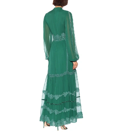 Shop Costarellos Silk-chiffon Maxi Dress In Green