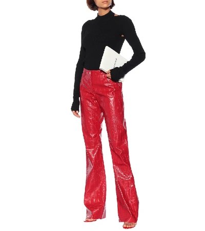 Shop Msgm High-rise Faux Leather Pants In Red