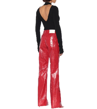 Shop Msgm High-rise Faux Leather Pants In Red