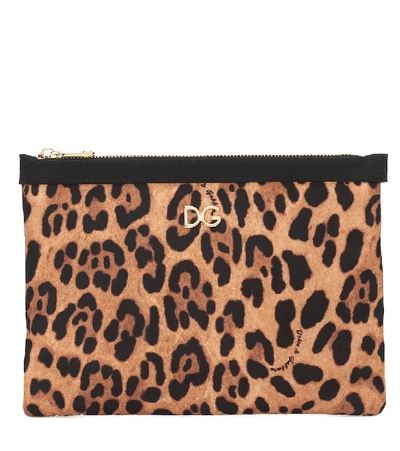 Shop Dolce & Gabbana Leopard-printed Pouch In Brown