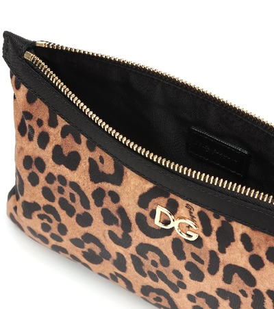 Shop Dolce & Gabbana Leopard-printed Pouch In Brown