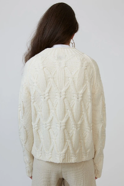 Shop Acne Studios Cable-knit Sweater Ecru Beige