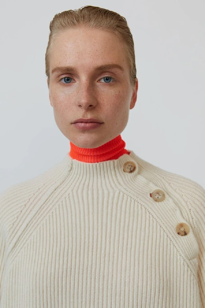 Shop Acne Studios Ribbed Boxy Sweater Off White