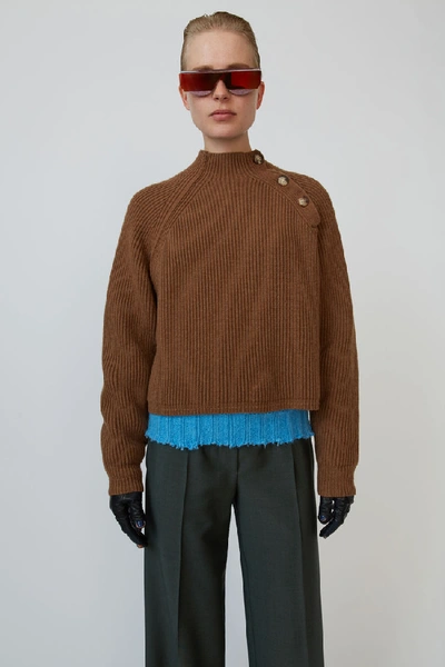 Shop Acne Studios Ribbed Boxy Sweater Toffee Brown