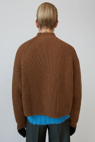 Shop Acne Studios Ribbed Boxy Sweater Toffee Brown