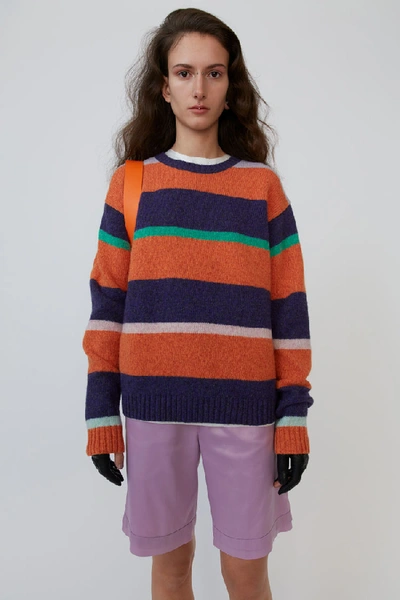 Shop Acne Studios Striped Sweater Purple/multi