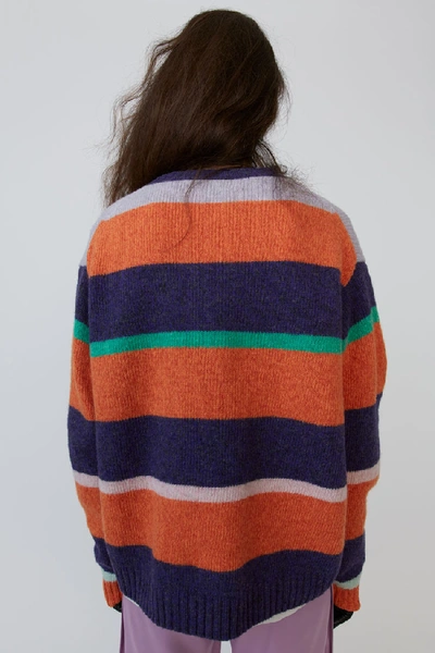 Shop Acne Studios Striped Sweater Purple/multi