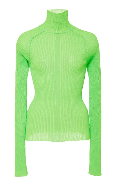 Shop Acne Studios Komina Ribbed Turtleneck Sweater In Green