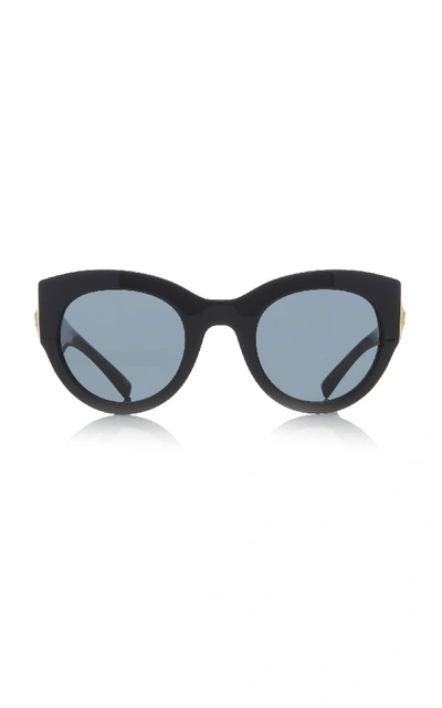 Shop Versace Round-frame Acetate Sunglasses In Black