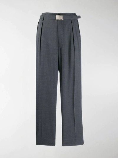 Shop Miu Miu Belted Wool Trousers In Grey
