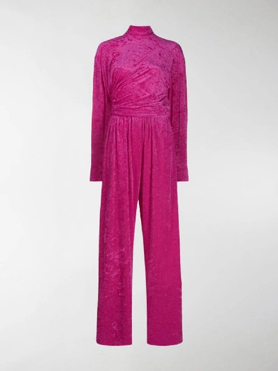 Shop Balenciaga Textured Wrap Style Jumpsuit In Pink