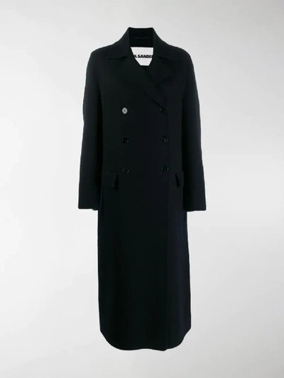 Shop Jil Sander Oversized Double-breasted Coat In Blue