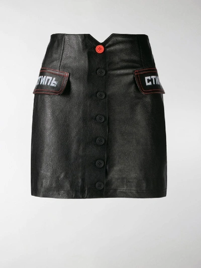 Shop Heron Preston Ctnmb Leather Mini Skirt In Black