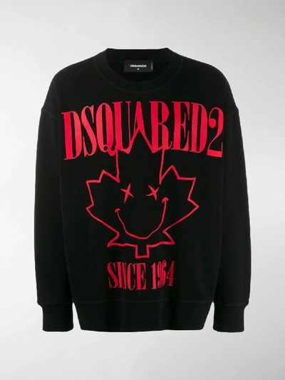 Shop Dsquared2 Leaf Print Sweatshirt In Black