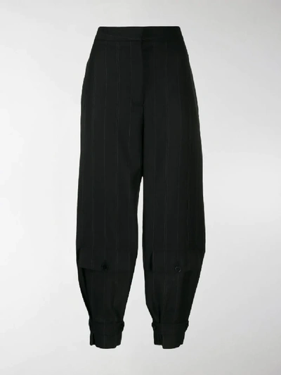 Shop Stella Mccartney Cropped Pinstriped Trousers In Black