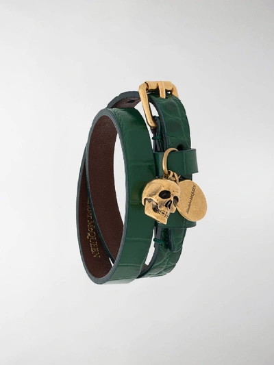 Shop Alexander Mcqueen Double-wrap Bracelet In Green