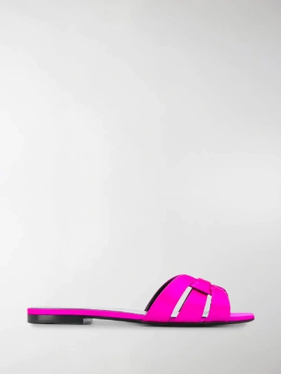 Shop Saint Laurent Tribute Flat Sandals In Purple