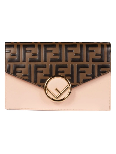 Shop Fendi Medium Chained Continental Wallet In Light Rose/maya/nero