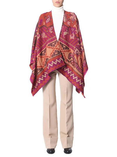 Shop Etro Jacquard Cape In Multicolor