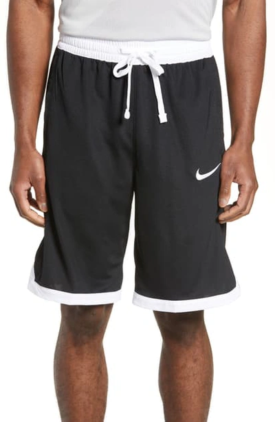 Shop Nike Dry Elite Stripe Basketball Shorts In Black/ White/ White/ White