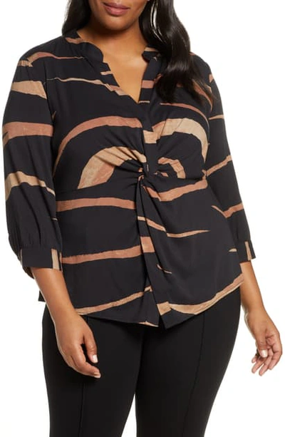 Shop Nic + Zoe Abstract Animal Twist Front Top In Multi