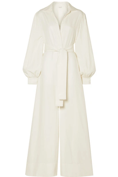 Shop Co Belted Twill Jumpsuit In Ivory