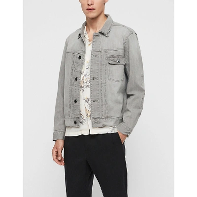 Shop Allsaints Gasidro Denim Jacket In Grey