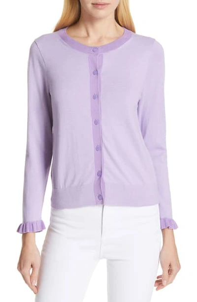 Shop Kate Spade Ruffle Cardigan In Painted Pansy