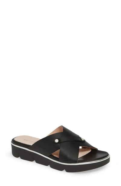 Shop Patricia Green Catalina Wedge Slide Sandal In Black Leather