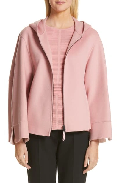 Shop Emporio Armani Hooded Double Face Cashmere Jacket In Rose
