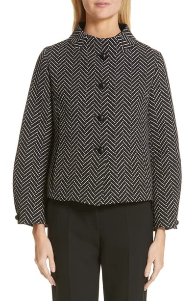 Shop Emporio Armani Herringbone Jacquard Jacket In Black/ White