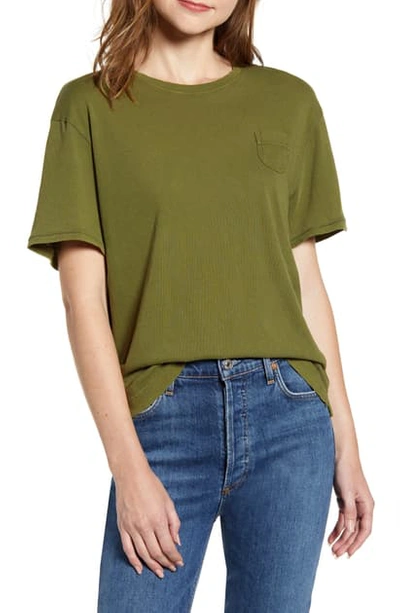 Shop Alex Mill Laundered Cotton Pocket Tee In Army Olive