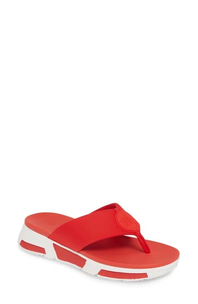 Shop Fitflop Logo Flip Flop In Red Fabric