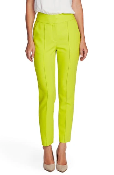 Shop Vince Camuto Center Seam Stretch Crepe Skinny Trousers In Lime Chrome
