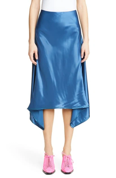 Shop Sies Marjan Asymmetrical Satin Skirt In Air Force Blue